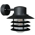 Nordlux Vejers Wall Light Metal and Glass Black | IP54 - Suitable for E27
