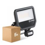 Multipack 5x Ledvance LED Floodlight Aluminium Black 41W 6000lm 100D - 840 Cool White | IP65 - Motion And Light Sensor - Symmetrical