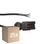 Multipack 25x Noxion GST - Compatible Supply Cable Black - Male + Open Ends - 0,3m - 3 pole 0,75mm2