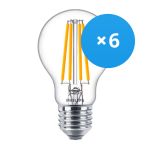Multipack 6x Philips Corepro LED Bulb E27 Pear Clear 10.5W 1521lm - 827 Extra Warm White | Replaces 100W