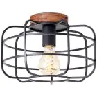 Brilliant Gwen Ceiling Light Metal Wood Black | 300mm - Suitable for 1x E27