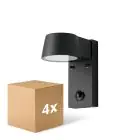 Multipack 4x D'Lite Wall Light Lira Black 7W 600lm 830 Warm White | IP54 - Motion Sensor