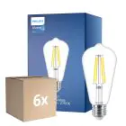 Multipack 6x Philips MASTER Value LED Bulb E27 Edison Filament Clear 5.9W 806lm - 927 Extra Warm White | Best Colour Rendering - Replaces 60W