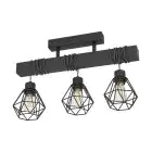 Eglo Ceiling Light Townshend 5 Steel Wood Black | IP20 - Suitable for 3x E27 