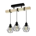 Eglo Ceiling Light Townshend 5 Steel Wood Black | IP20 - Suitable for 3x E27 